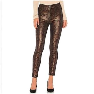 MOTHER Shimmering Black and Gold Leggings Snake Print Size 26